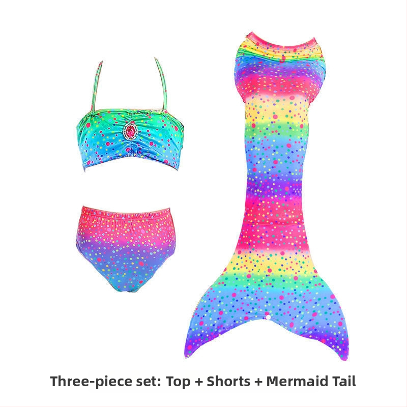 Vaikų mermaid uodegos maudymosi kostiumėlis mergaitėms — nailonas audinys, vinilonas 91–95% pluoštas, pamušalas 91–95%, bikini stilius