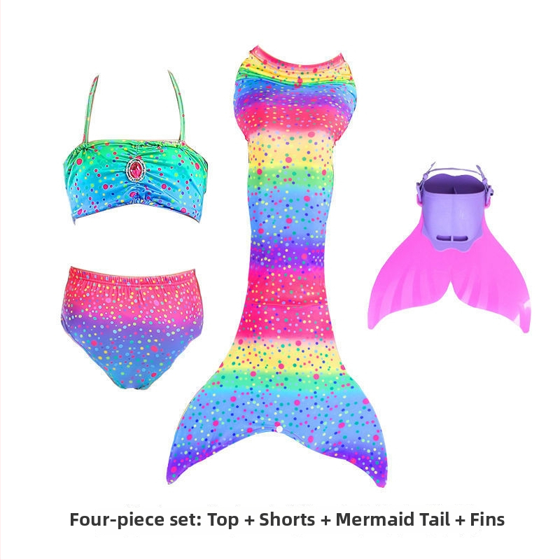 Vaikų mermaid uodegos maudymosi kostiumėlis mergaitėms — nailonas audinys, vinilonas 91–95% pluoštas, pamušalas 91–95%, bikini stilius
