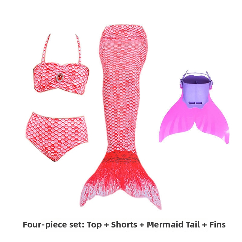 Vaikų mermaid uodegos maudymosi kostiumėlis mergaitėms — nailonas audinys, vinilonas 91–95% pluoštas, pamušalas 91–95%, bikini stilius