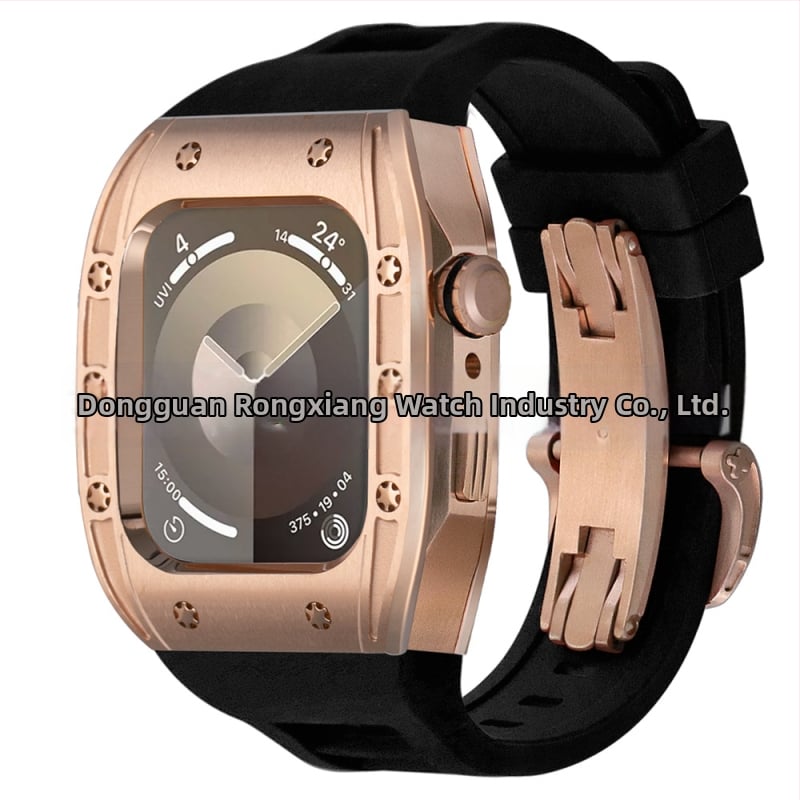 Apple Watch dėklas, suderinamas su S9/S8/S7/S6, nerūdijančio plieno, drugelių užsegimas