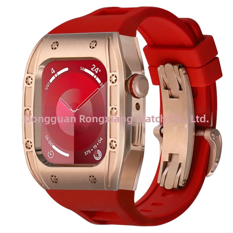 Apple Watch dėklas, suderinamas su S9/S8/S7/S6, nerūdijančio plieno, drugelių užsegimas