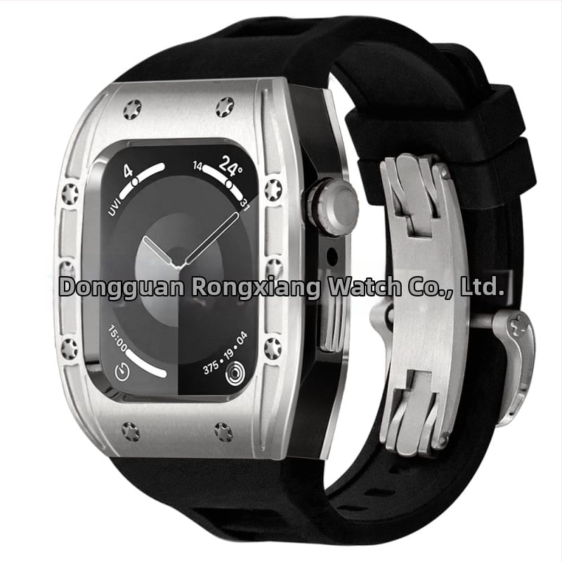 Apple Watch dėklas, suderinamas su S9/S8/S7/S6, nerūdijančio plieno, drugelių užsegimas