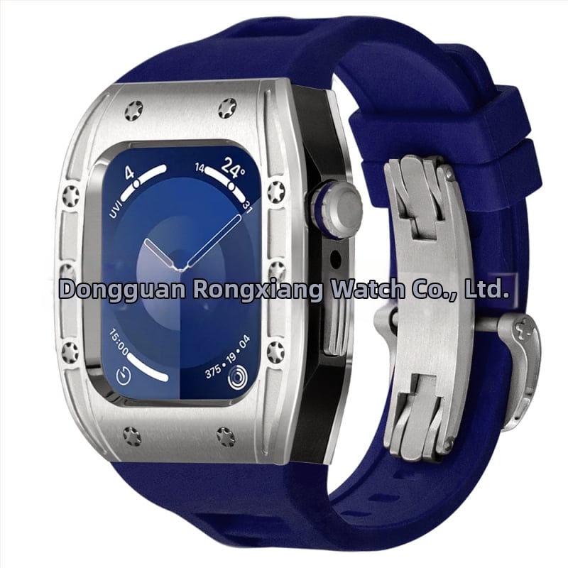 Apple Watch dėklas, suderinamas su S9/S8/S7/S6, nerūdijančio plieno, drugelių užsegimas