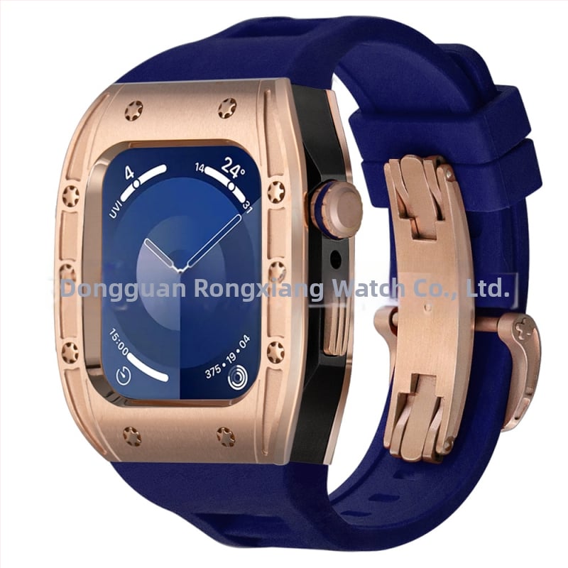 Apple Watch dėklas, suderinamas su S9/S8/S7/S6, nerūdijančio plieno, drugelių užsegimas