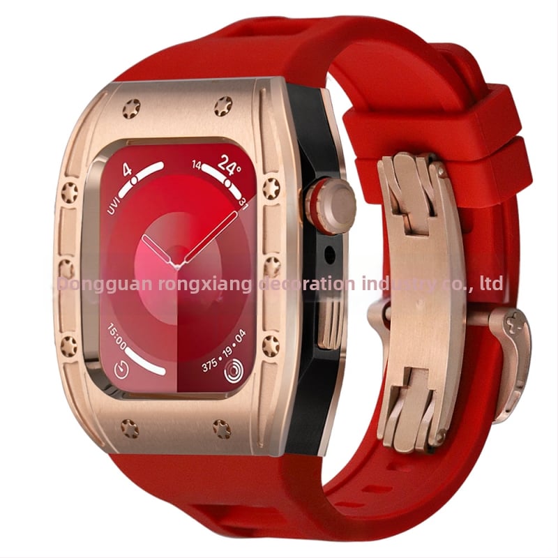 Apple Watch dėklas, suderinamas su S9/S8/S7/S6, nerūdijančio plieno, drugelių užsegimas