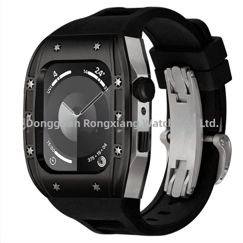 Apple Watch dėklas, suderinamas su S9/S8/S7/S6, nerūdijančio plieno, drugelių užsegimas