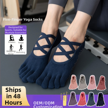 Toesox csúszásmentes jóga és pilates zokni szétválasztott ujakkal, 70–80% pamut, gyors száradás, izzadságot felszívó