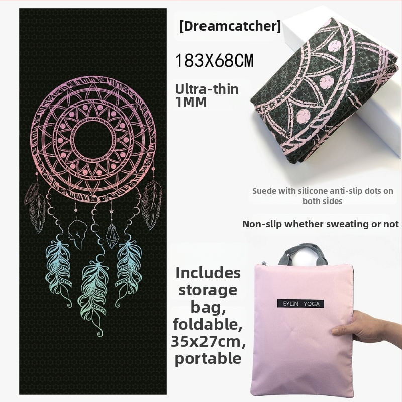 Prosop de yoga anti-alunecare, cu suprafață dublă cu puncte din siliciu, absorbant la transpirație, fără miros, lavabil la mașină