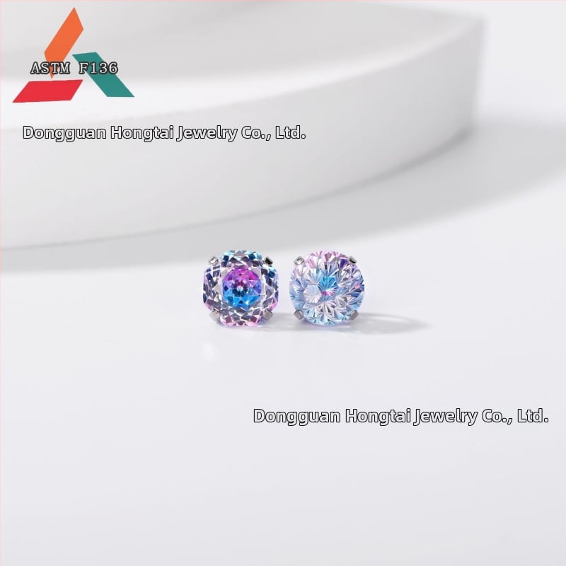 Cercei din aliaj de titan cu zirconiu 5A, tăiere rose, formă geometrică, unisex, accesorii de modă