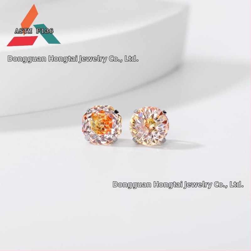 Cercei din aliaj de titan cu zirconiu 5A, tăiere rose, formă geometrică, unisex, accesorii de modă