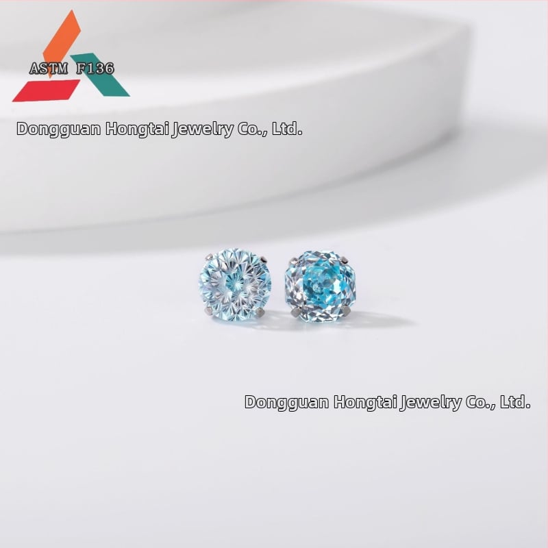 Cercei din aliaj de titan cu zirconiu 5A, tăiere rose, formă geometrică, unisex, accesorii de modă