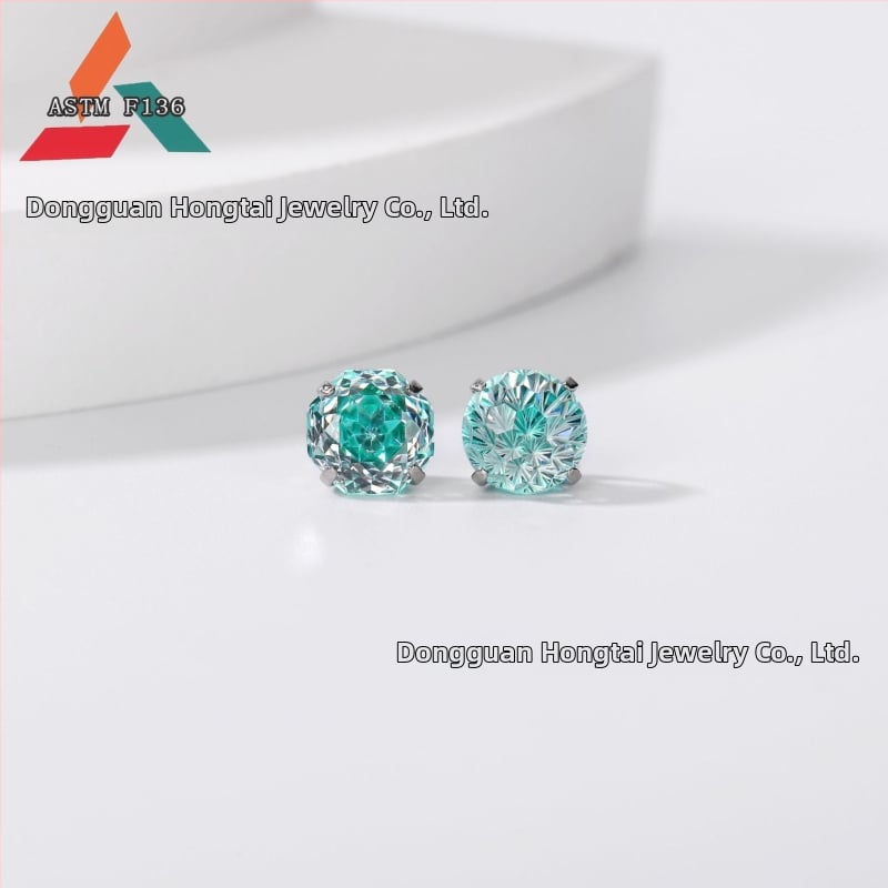 Cercei din aliaj de titan cu zirconiu 5A, tăiere rose, formă geometrică, unisex, accesorii de modă