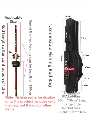 Чанта за рибарски пръти – пълен комплект, отделения за стръв, влакно, пръчка и макари, плат Oxford