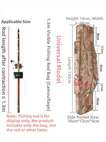 Чанта за рибарски пръти – пълен комплект, отделения за стръв, влакно, пръчка и макари, плат Oxford