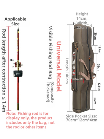 Чанта за рибарски пръти – пълен комплект, отделения за стръв, влакно, пръчка и макари, плат Oxford