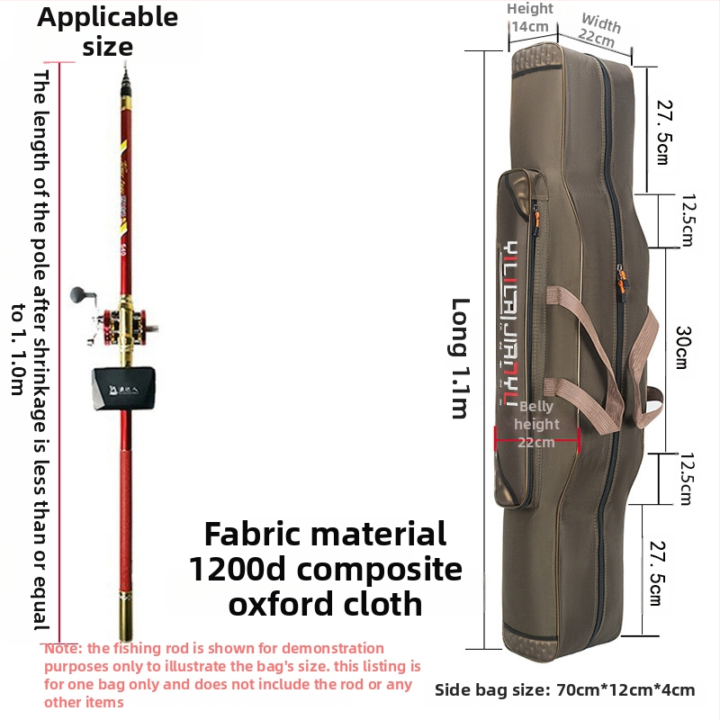 Чанта за рибарски пръти – пълен комплект, отделения за стръв, влакно, пръчка и макари, плат Oxford