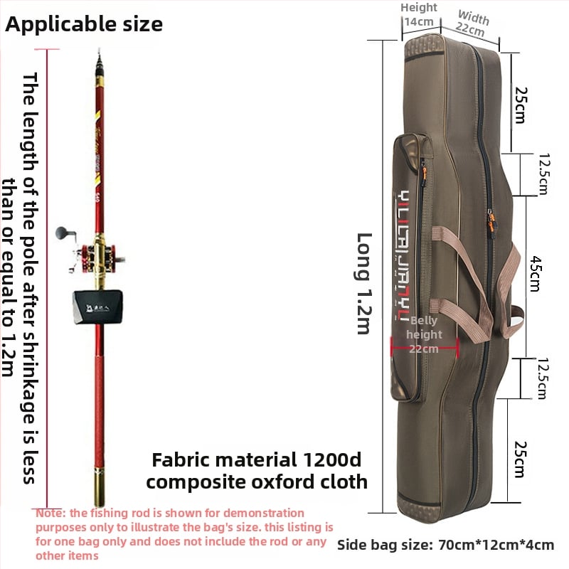 Чанта за рибарски пръти – пълен комплект, отделения за стръв, влакно, пръчка и макари, плат Oxford