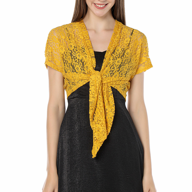 Čipkasti kardigan-šal set s haljinom u stilu cheongsama i uskom suknjom (Materijal: najlonska vlakna; Pletenje: warp knitting; Obrada: Jacquard; Uzorak: jednobojan; Stil: Puchang)