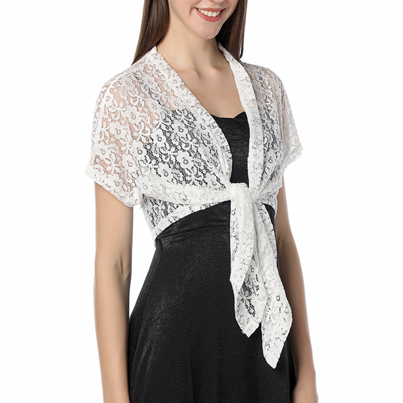 Čipkasti kardigan-šal set s haljinom u stilu cheongsama i uskom suknjom (Materijal: najlonska vlakna; Pletenje: warp knitting; Obrada: Jacquard; Uzorak: jednobojan; Stil: Puchang)