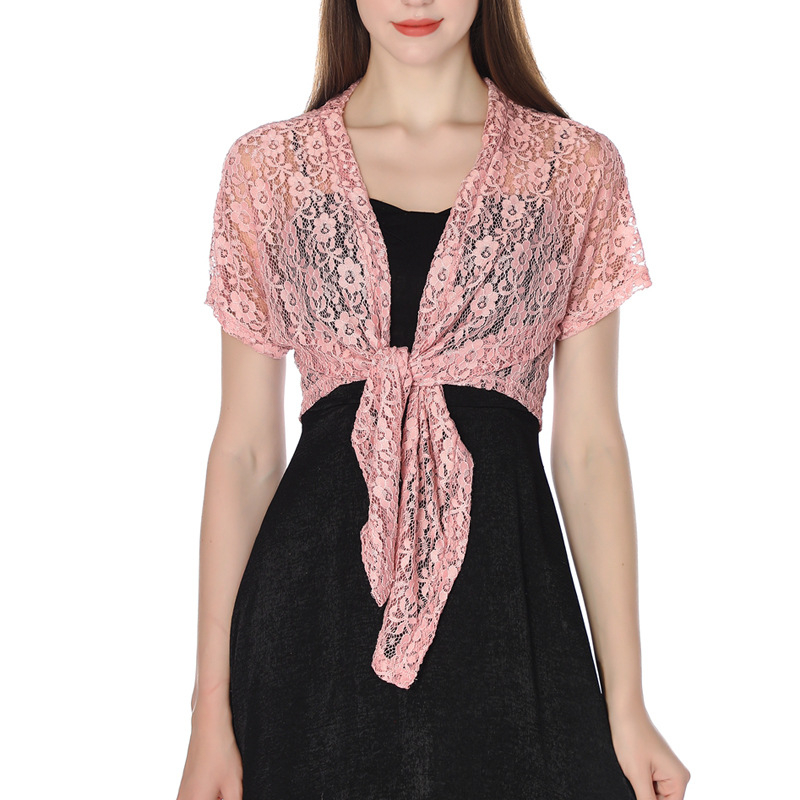 Čipkasti kardigan-šal set s haljinom u stilu cheongsama i uskom suknjom (Materijal: najlonska vlakna; Pletenje: warp knitting; Obrada: Jacquard; Uzorak: jednobojan; Stil: Puchang)
