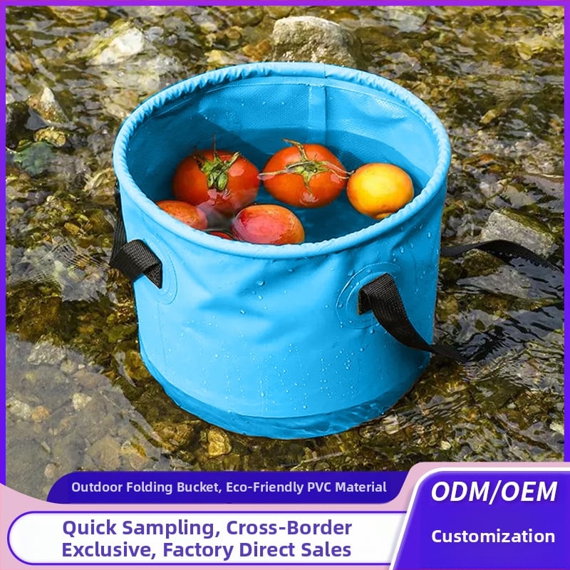 Vanjski sklopivi kantu za vodu – 500D PVC mrežasta tkanina, vodootporna, kapacitet 9–30 L, prilagođeni logo