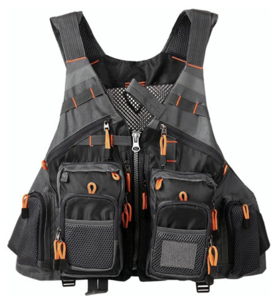 Zvejas veste – elpojoša, ātri žūstoša, izturīga pret nolietojumu, izturīga pret vēju (Materiāls: ķīmisko šķiedru maisījums; Dzimums: vīrietis; Sezona: visas sezonas)