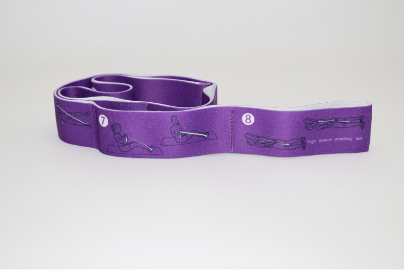 Više-segmentna joga traka za istezanje s korekcijom držanja – 8-segmentni dizajn, materijal poliester-pamuk, Blue Song, pogodna za jogu i ples