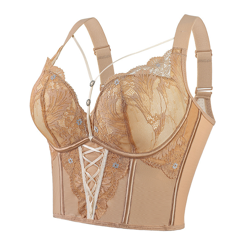 Prilagodljivi bustier bodi s čipkastim leđima, oblikuje tijelo; 3/4 čašice od najlona; odvojive dvostruke naramenice; stražnje zatvaranje s četiri reda kukica; push-up