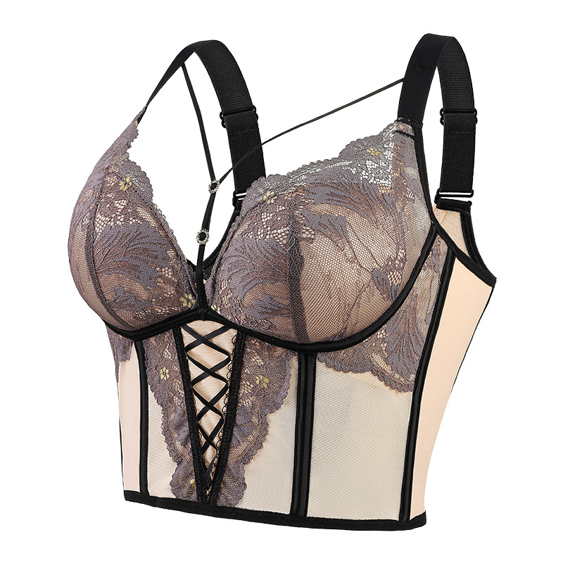 Prilagodljivi bustier bodi s čipkastim leđima, oblikuje tijelo; 3/4 čašice od najlona; odvojive dvostruke naramenice; stražnje zatvaranje s četiri reda kukica; push-up