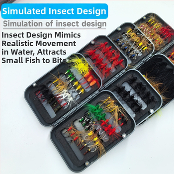 Burning Eagle бионична примамка за риболов с мухи – комплект фалшиви примамки: имитации на пеперуди и комари, смесен набор куки в кутия