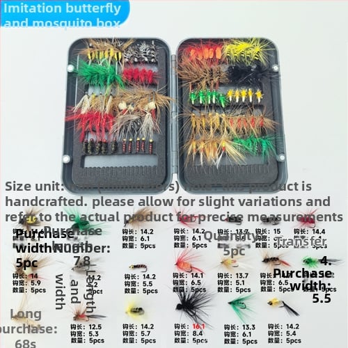 Burning Eagle бионична примамка за риболов с мухи – комплект фалшиви примамки: имитации на пеперуди и комари, смесен набор куки в кутия