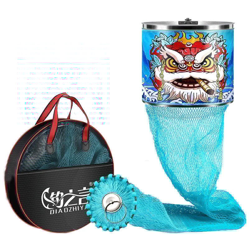 Baon neilona zvejas aizsargtīkls kvadrātveidā ar nerūsējoša tērauda gredzeniem, pārklāts, lai novērstu aizķeršanos zivīm, pārnēsājams un ūdensnecaurlaidīgs