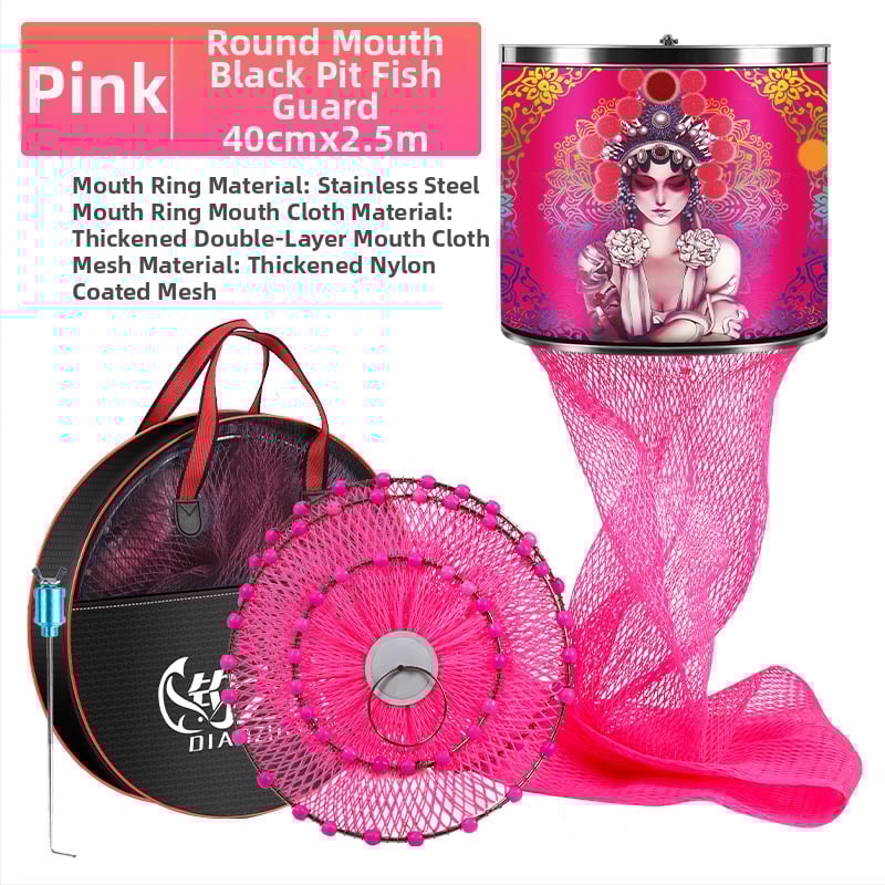 Baon neilona zvejas aizsargtīkls kvadrātveidā ar nerūsējoša tērauda gredzeniem, pārklāts, lai novērstu aizķeršanos zivīm, pārnēsājams un ūdensnecaurlaidīgs