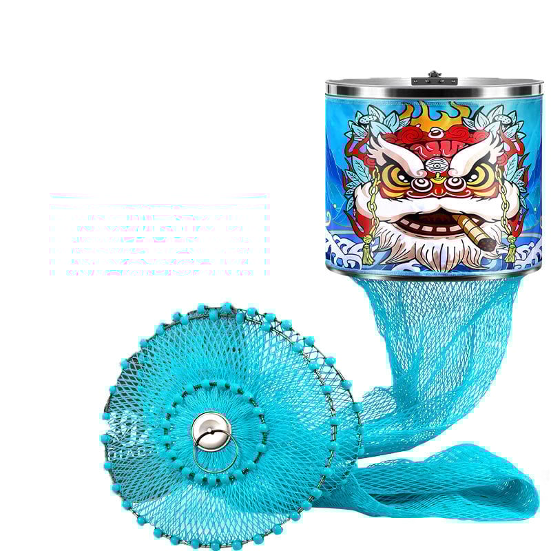 Baon neilona zvejas aizsargtīkls kvadrātveidā ar nerūsējoša tērauda gredzeniem, pārklāts, lai novērstu aizķeršanos zivīm, pārnēsājams un ūdensnecaurlaidīgs