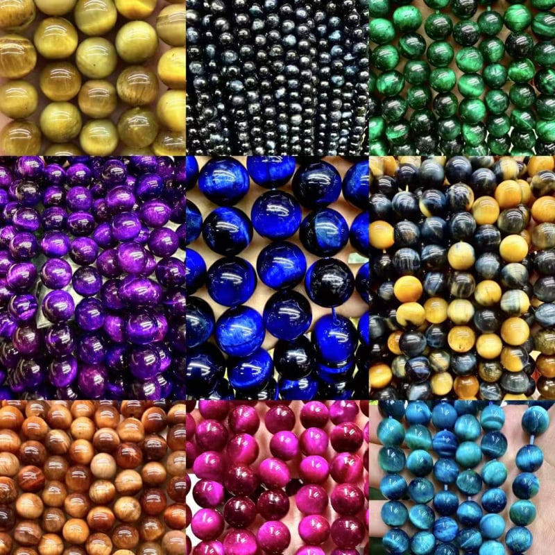 Perle od tigrovog oka – prirodne kružne slobodne perle, poliproizvodi za DIY nakit i narukvice, obojano, 8 mm