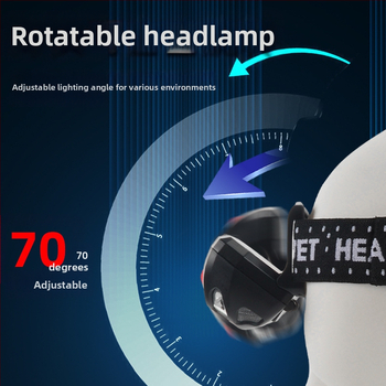 Frontala LED 5W, carcasă din ABS, funcționează cu 3 baterii AA, 600 mAh, rază 50–100 m, pentru drumeții, camping și pescuit nocturn