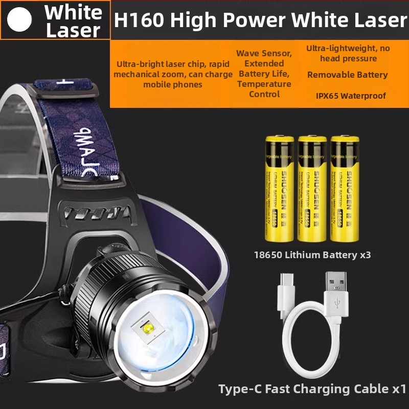 Shuosen Įkraunamas ultra ryškios galinės žibinto žvejybai naktį – 18650 baterija, atsparus vandeniui, 8–10 val. veikimo laikas, 266 g, elastinga galvos juosta