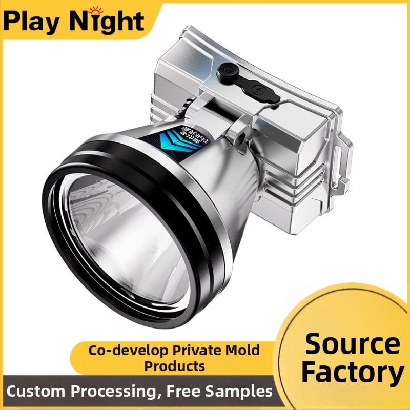 Lampa frontală LED pentru minerit, 3W, baterie Li-ion 800 mAh, încărcare Type-C, rază 100–200 m