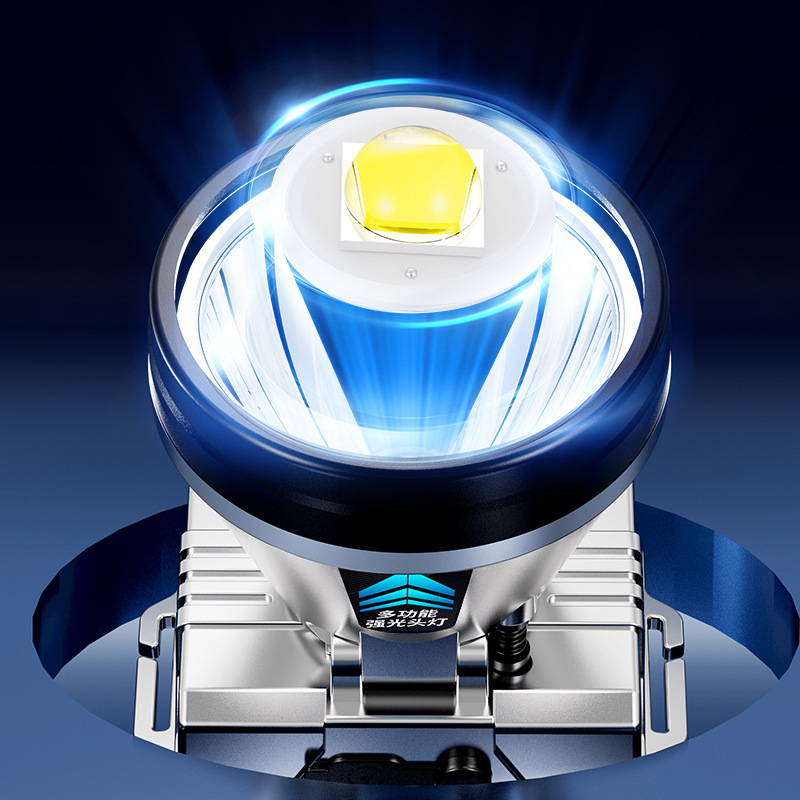 Lampa frontală LED pentru minerit, 3W, baterie Li-ion 800 mAh, încărcare Type-C, rază 100–200 m