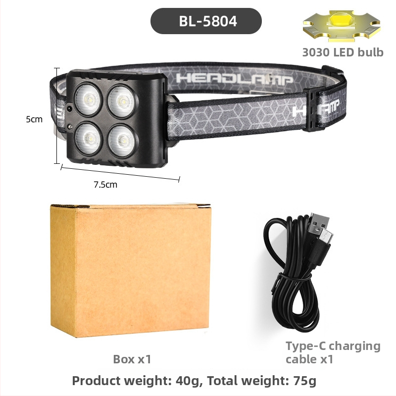 Galvos žibintas COB LED, USB įkrovimas, lauko sportui, 50 m spindulio nuotolis, veikimo laikas 3–6 val., elastinė galvos juosta