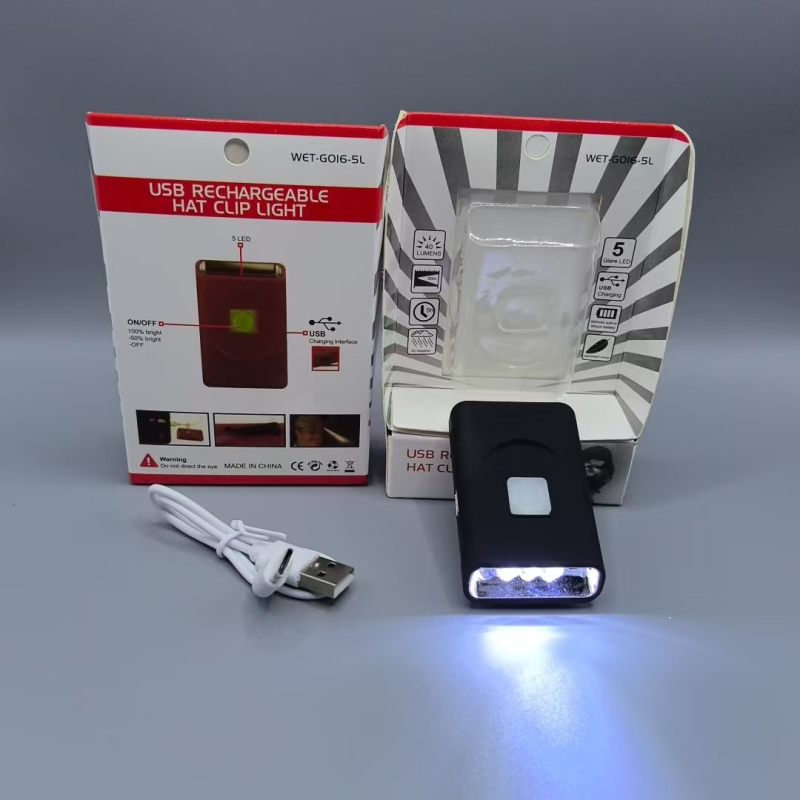 Lampa LED cu clemă pentru șapcă, KC certificat, cu senzor, 1W, 500mAh, încărcare Type-C, iluminare pentru pescuit