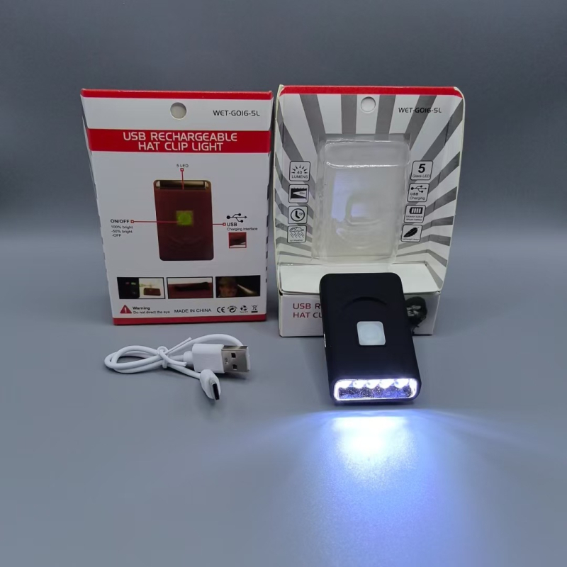 Lampa LED cu clemă pentru șapcă, KC certificat, cu senzor, 1W, 500mAh, încărcare Type-C, iluminare pentru pescuit