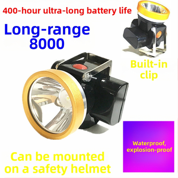 Saugos šalmas su LED galine žibintu požeminiam darbui, įkrovimo maitinimo šaltinis, atsparus vandeniui, diapazonas daugiau kaip 500 m