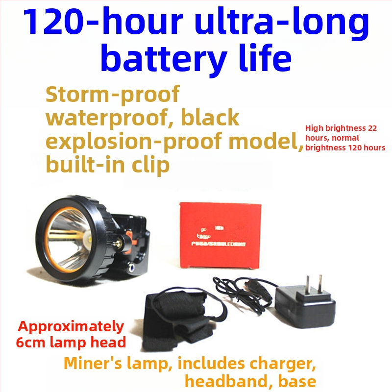 Saugos šalmas su LED galine žibintu požeminiam darbui, įkrovimo maitinimo šaltinis, atsparus vandeniui, diapazonas daugiau kaip 500 m