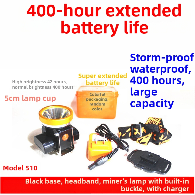 Saugos šalmas su LED galine žibintu požeminiam darbui, įkrovimo maitinimo šaltinis, atsparus vandeniui, diapazonas daugiau kaip 500 m