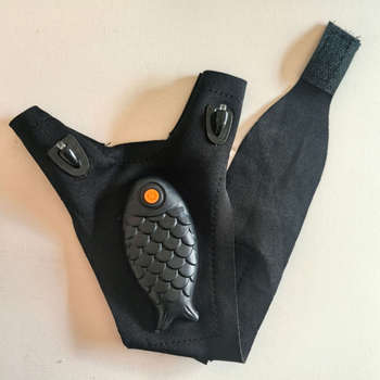 Elastomerinio audinio LED pirštinių žvejybai, su baterijomis, kvėpuojančios, kairė/ dešinė rankos variantai, LED apšvietimas, diapazonas iki 50 m