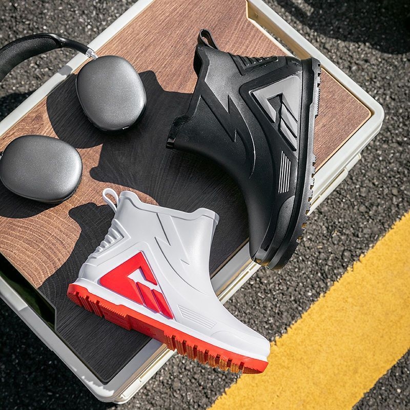 Vīriešu PVC lietus zābaki, ūdensdroši, pretslīdējoši, izturīgi ar biezu zoli, flīsa iekšpuse un PU iekšējā zole, piemēroti makšķerēšanai un darbam ārā