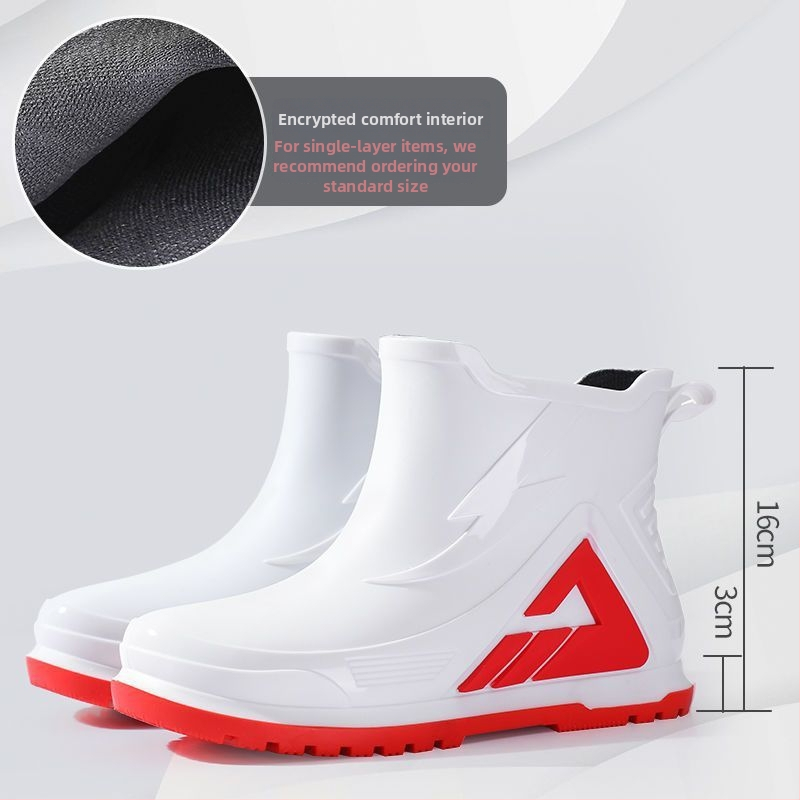 Vīriešu PVC lietus zābaki, ūdensdroši, pretslīdējoši, izturīgi ar biezu zoli, flīsa iekšpuse un PU iekšējā zole, piemēroti makšķerēšanai un darbam ārā