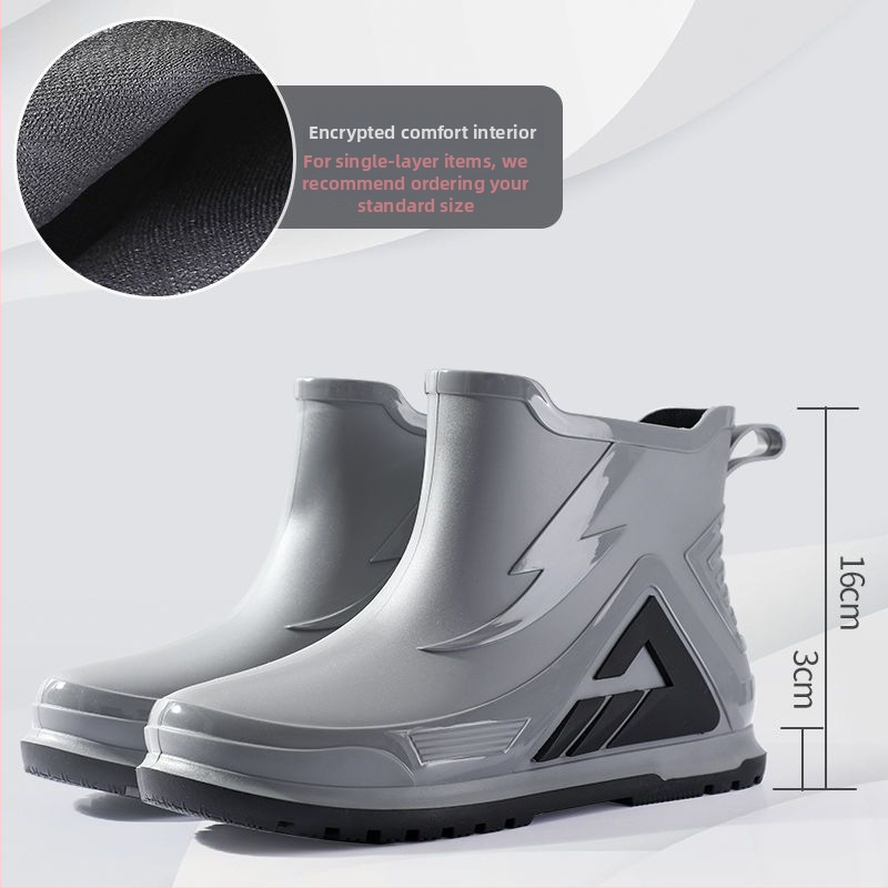 Vīriešu PVC lietus zābaki, ūdensdroši, pretslīdējoši, izturīgi ar biezu zoli, flīsa iekšpuse un PU iekšējā zole, piemēroti makšķerēšanai un darbam ārā