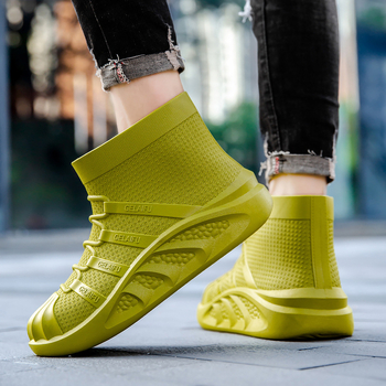 PVC ūdensnecaurlaidīgas lietus zābaki, vidēja augstuma, pretnoplīsināšanas zole, silta odere, EVA iekšējā zole